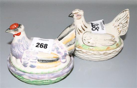 Group of Staffordshire pottery egg baskets
